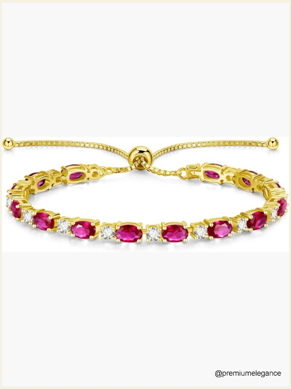 Birthstone Tennis Bracelet 14K Gold Plated Sterling Silver Bolo Adjustable 7-9.5